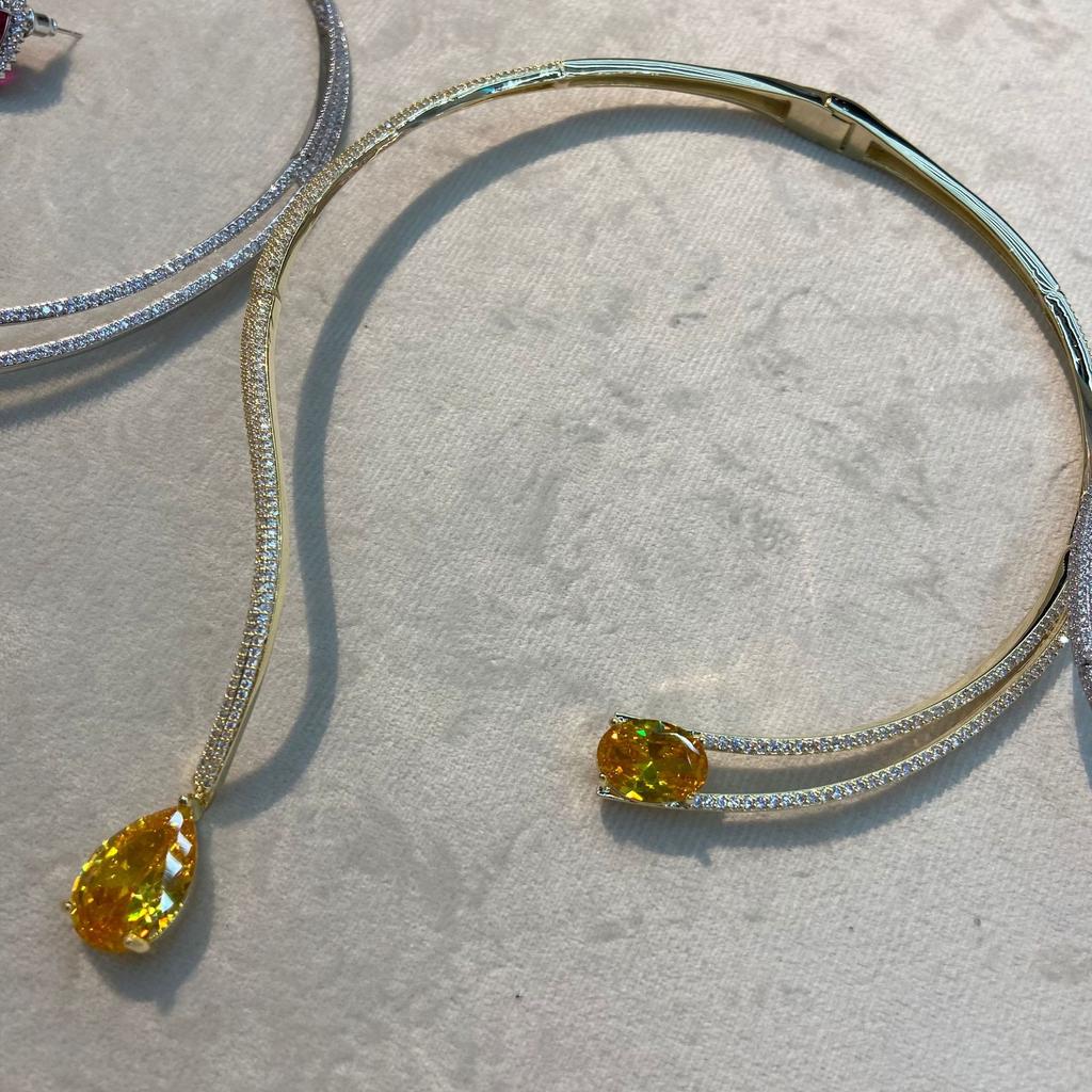 Gemstone Inlaid Zircon Necklace Neck Chain Niche Versatile Light Luxury Elegant Woman