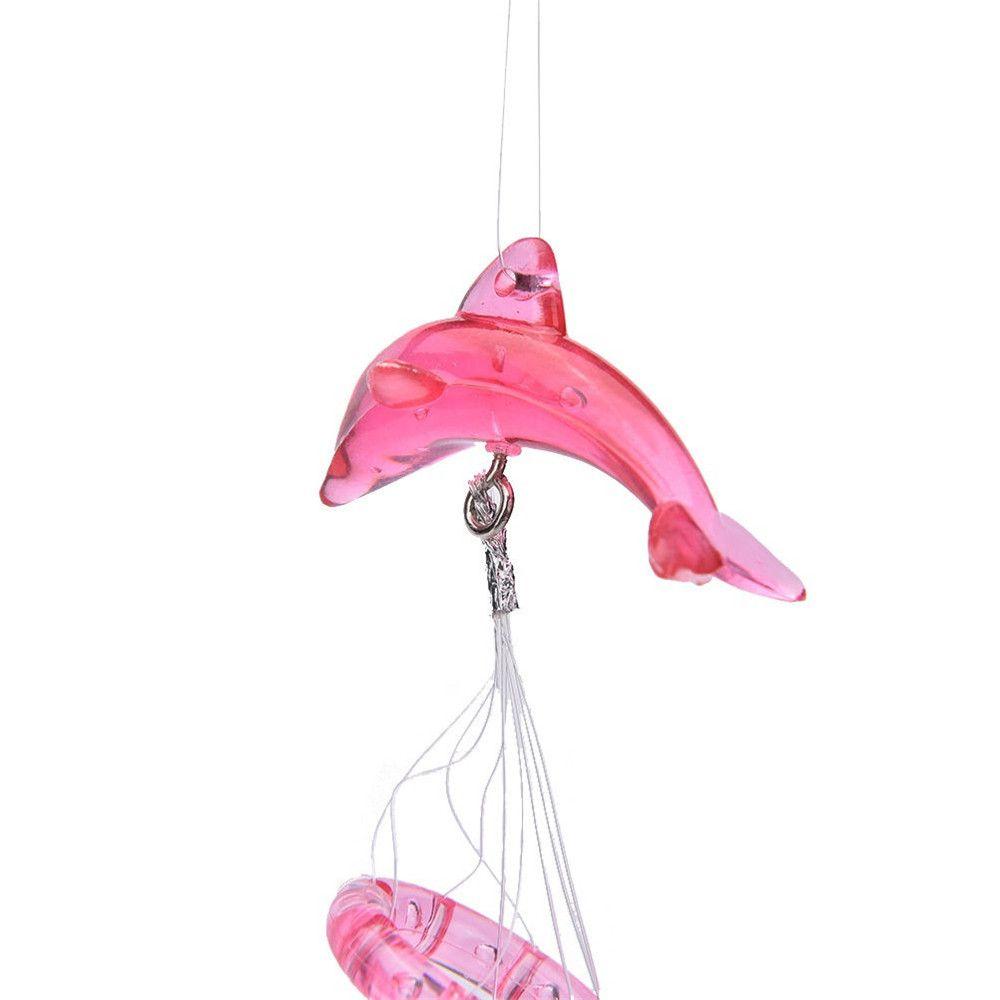 Blessing Gift Creative Crystal Dolphin Wind Chime Home Garden 4 Metal Tubes Bell