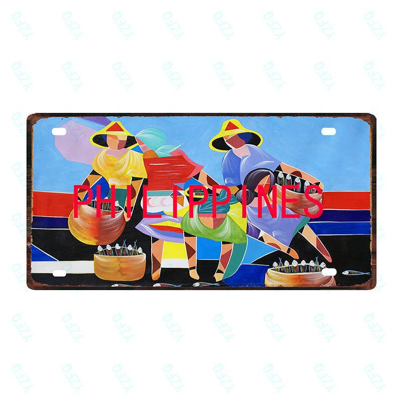 Spain Thailand France Chile City Metal Sign Tin PlateTravel Souvenir Vintage Poster Bar Wall Shop Home Decor 6x12 Inch DC-0109B