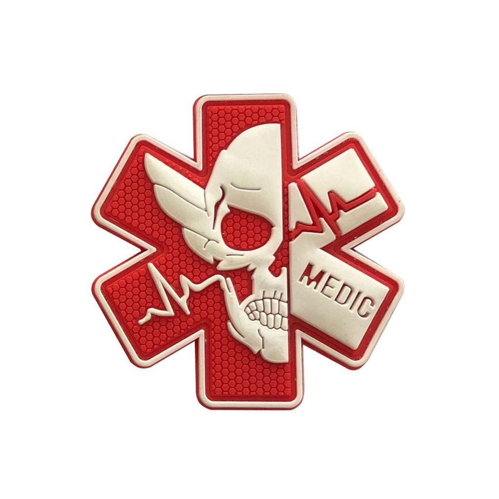 Patch de Braçadeira Médica Esqueleto MEDIC Disponível: Gancho e Laço, À Prova d'Água, Distintivo de PVC Lavável