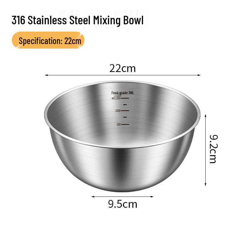 ZISIZ 316 Food Grade Stainless Steel Salad Bowl