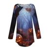 Women's Fashion Loose Round Neck Halloween Printed Long Sleeve T-Shirt Top Pullover