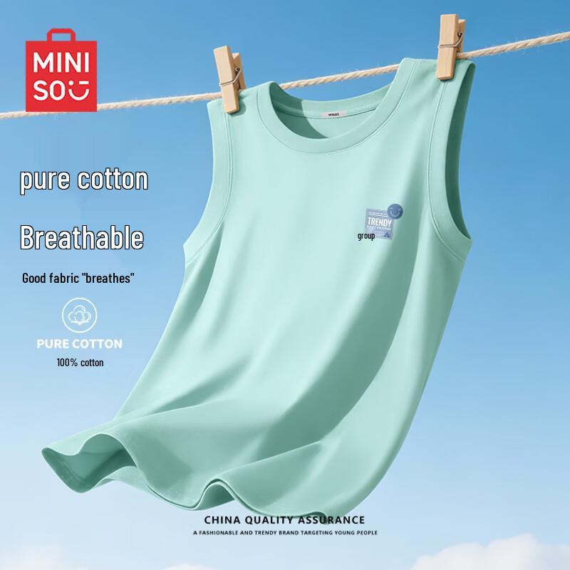 MINISO Men's Heavyweight Cotton Letter Print Sleeveless T-Shirt