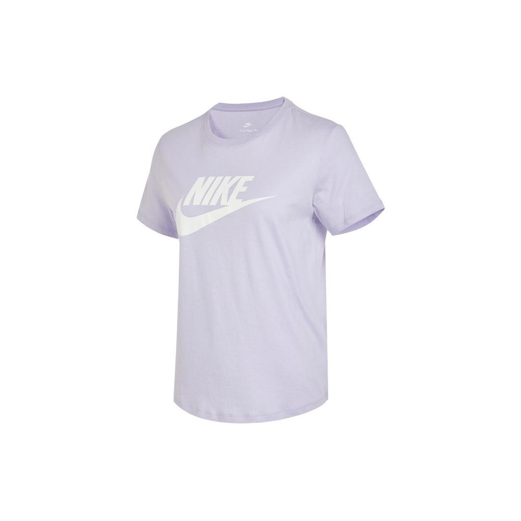 New Nike Sportswear Essentials Women'ss Retro Logo Print Crewneck T-Shirt Purple DX7907-536