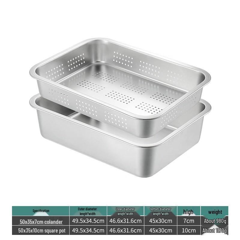 Yunduo Commercial Stainless Steel Rectangular Colander Basin