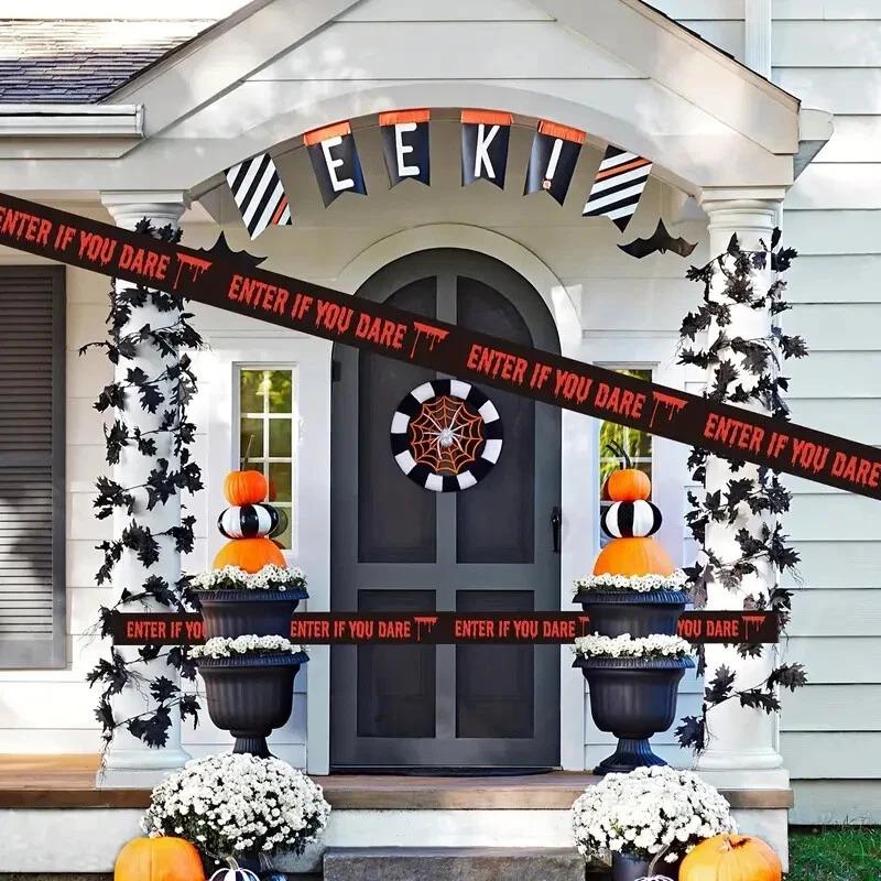 Halloween Isolation Caution Tape with Skull Design Perfect for Scene Decoration Party Props Thematic Supplies Spooky Events