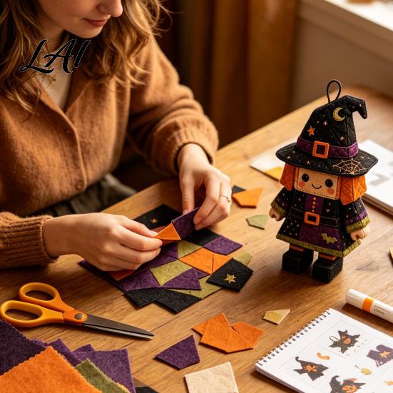 Handmade Christmas Tree Ornaments Halloween Rag Doll DIY Kit Patchwork Sewing Craft Set with Decorative Figure Kits Pre-Cut Fabrics Beginner-Friendly