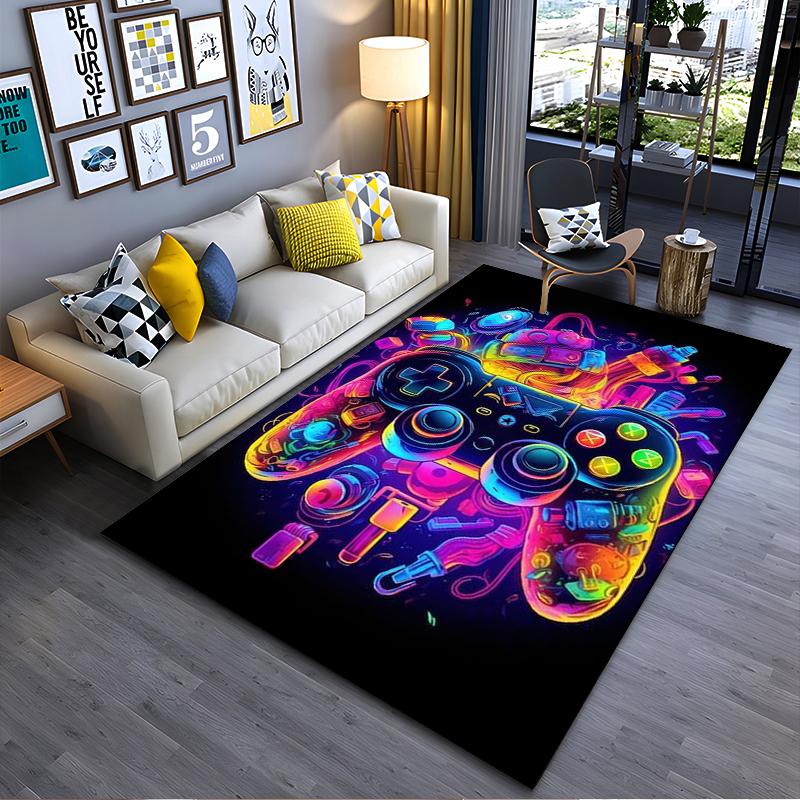 Colorful Neon Gaming Controller Carpet for Living Room Decor Suitable for use as an anti-slip for living room bedroom sofas