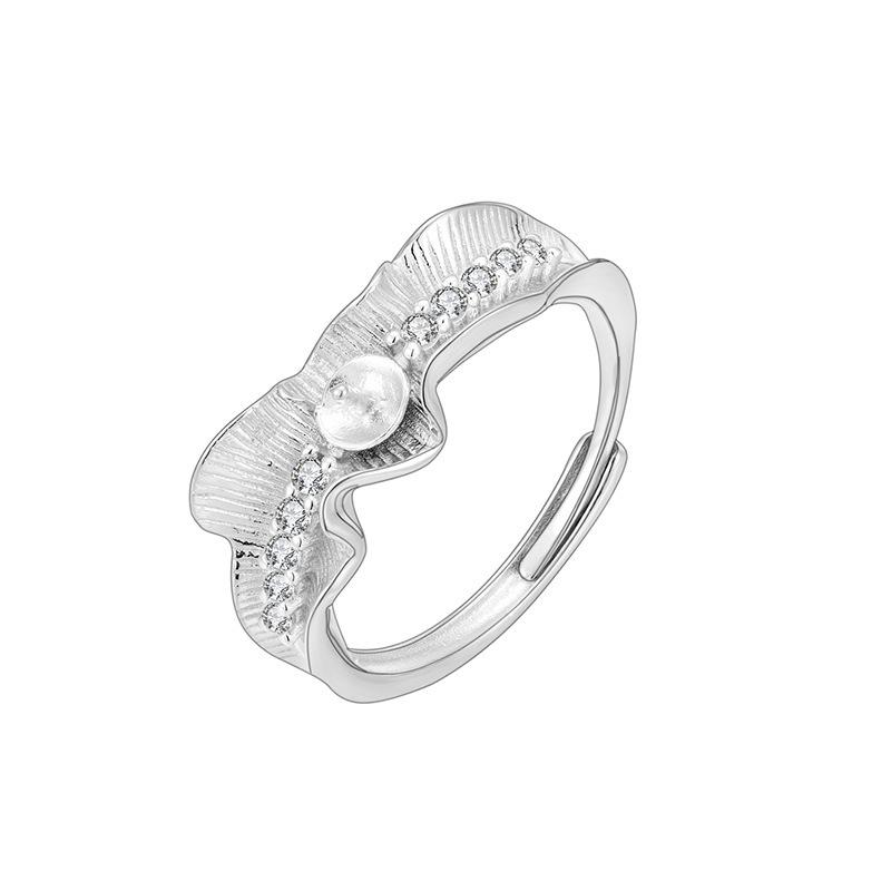 

Women s S925 Sterling Silver Pearl Ring with Luxe Silk Satin Skirt Edge Design Adjustable