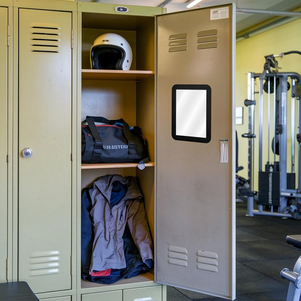 2 Pcs Magnetic Locker Mirror 5 X 7 Inches Black Small Rectangular Real Glass Mirrors Organizer For School Locker Bathroom Househ