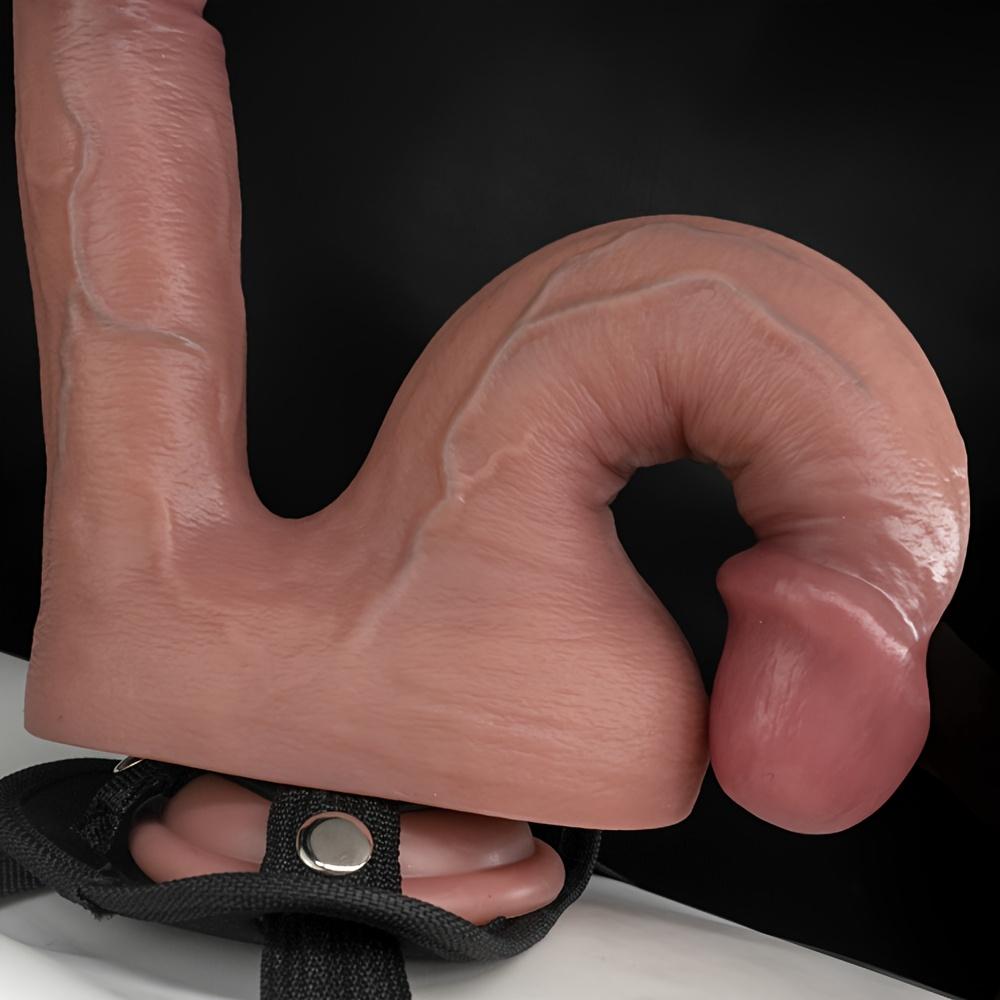 Wearable Two-Headed Realistic Dildo – Dual Silicone Design with Strong Suction Cup, Battery-Free Anal & Vaginal Toy for Men, Women & Couples
