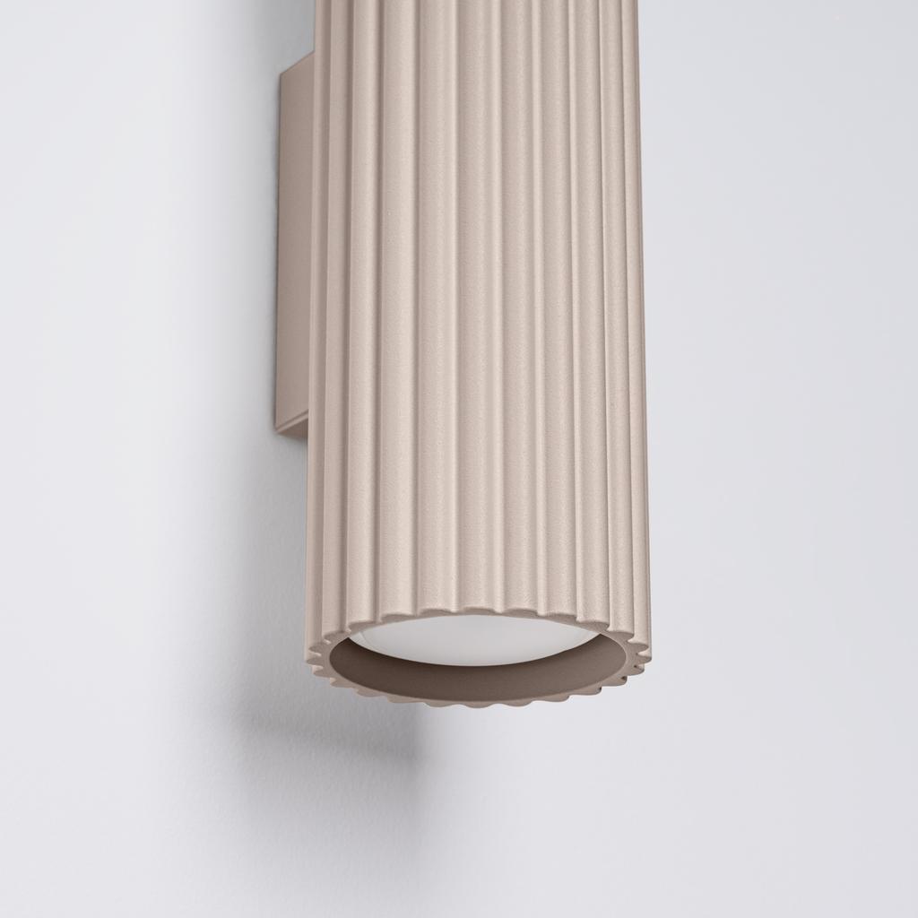 Modern taupe wall sconce, corrugated tube, 30 cm, top and bottom, 2xGU10 10W KARBON, Sollux Lighting