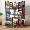 1ks Měkká flanelová deka Grand Theft Auto s designovým potiskem Útulná deka pro všechna roční období, ideální na pohovku, postel, do kanceláře