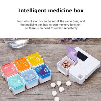 Cómodo dispensador electrónico de pastillas, pastillero desmontable, compacto, para viajes al aire libre, con 7 días de duración