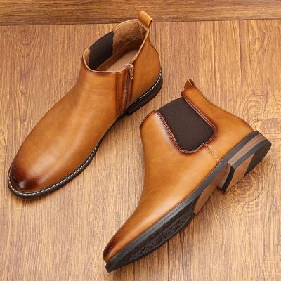Pointure 40~46 Bottes Chelsea Homme Bottines à Fermeture Éclair Cuir Souple Bottes Homme