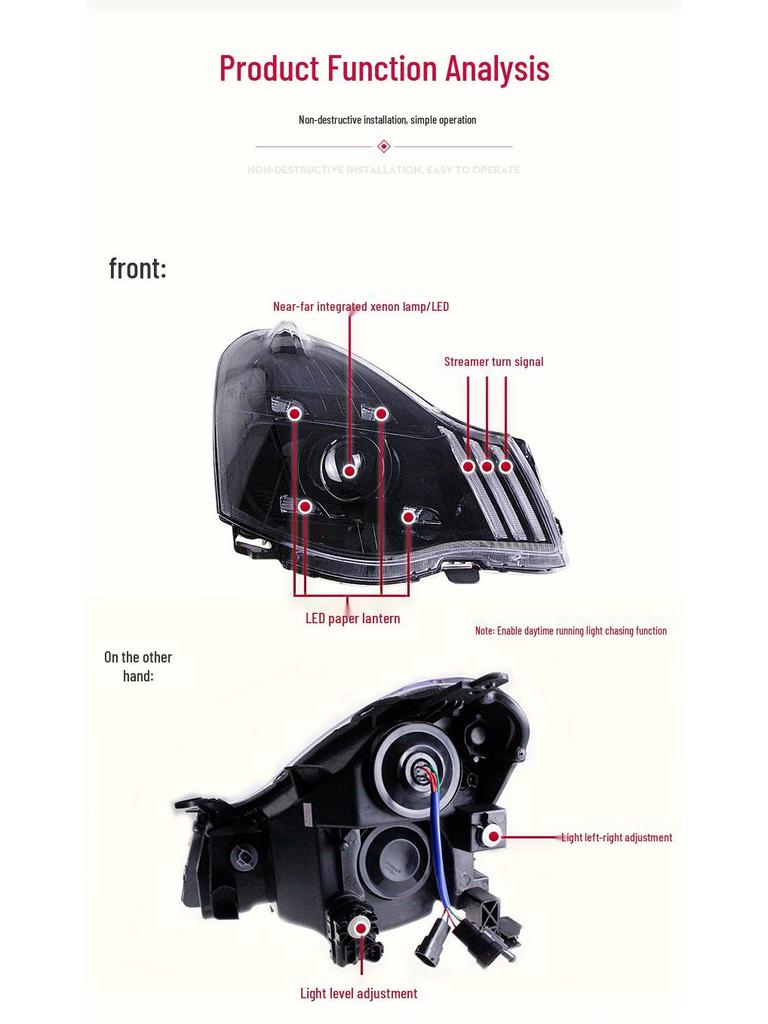 Compatible Headlight Assembly for 06-19 Classic Sylphy with LED Daytime Running Lights and Sequential Turn Signal.