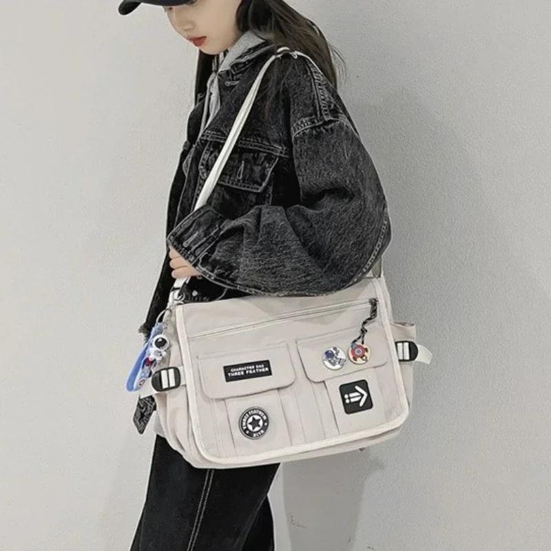 Harajuku Men Nylon Crossbody Bags For Women Messenger Bag Girls School Book Bags Youth Canvas Handbags Shoulder Bag Sac Bolsas
