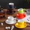 Keramik-Kaffee-Tassen- und Untertassen-Set Verdickt, Espresso-Tasse Latte-Tasse, Matt Italienisch Europäisch, Verdickt 80ml