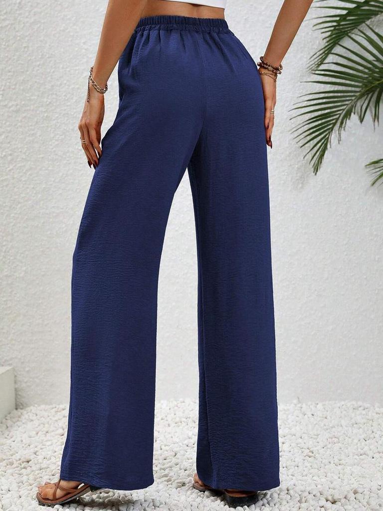 European & American Women's Solid Color Wide-Leg Floor-Length Pants for Spring/Summer 2025