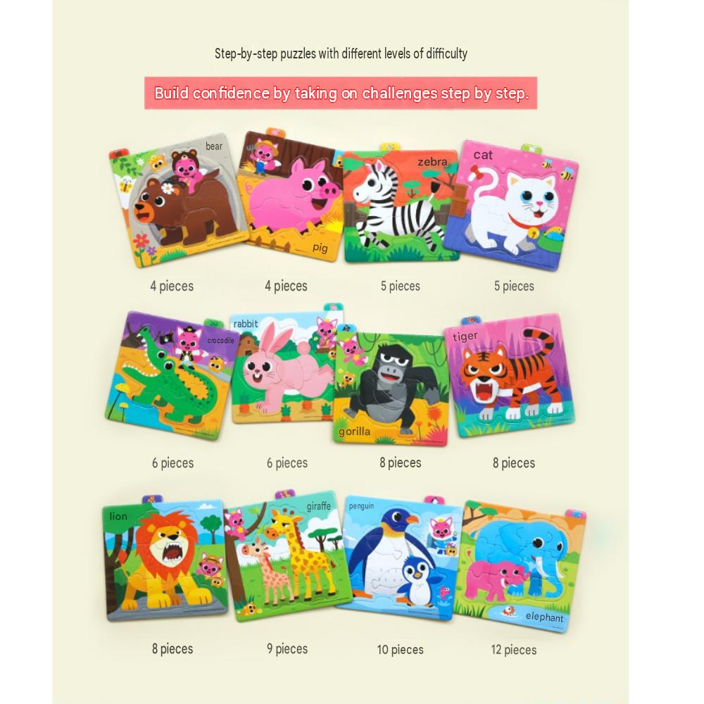 Pinkfong Baby Jigsaw Puzzle: 12-Piece Set Featuring 12 Different Animals