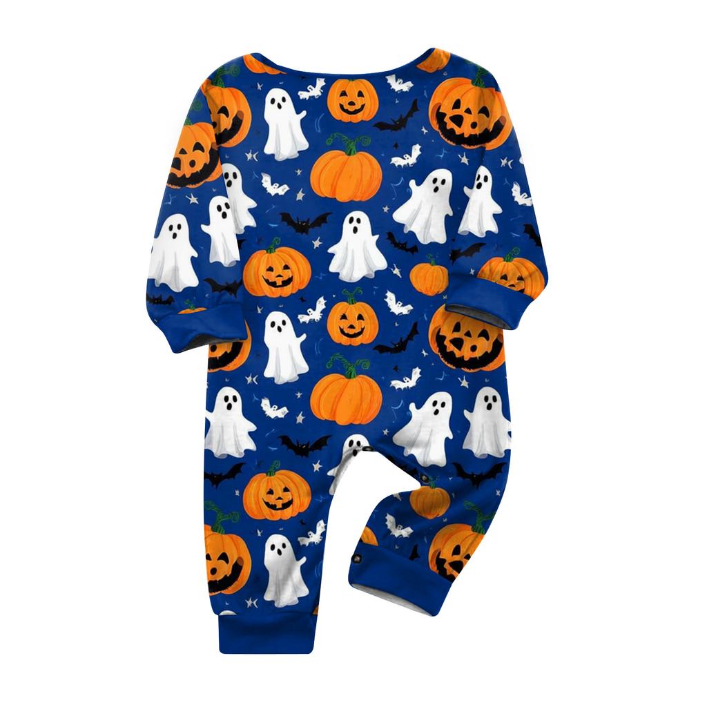 Family Matching Halloween Printed Loungewear Set with Long Sleeve Top and Pants for Women, Men and Kids