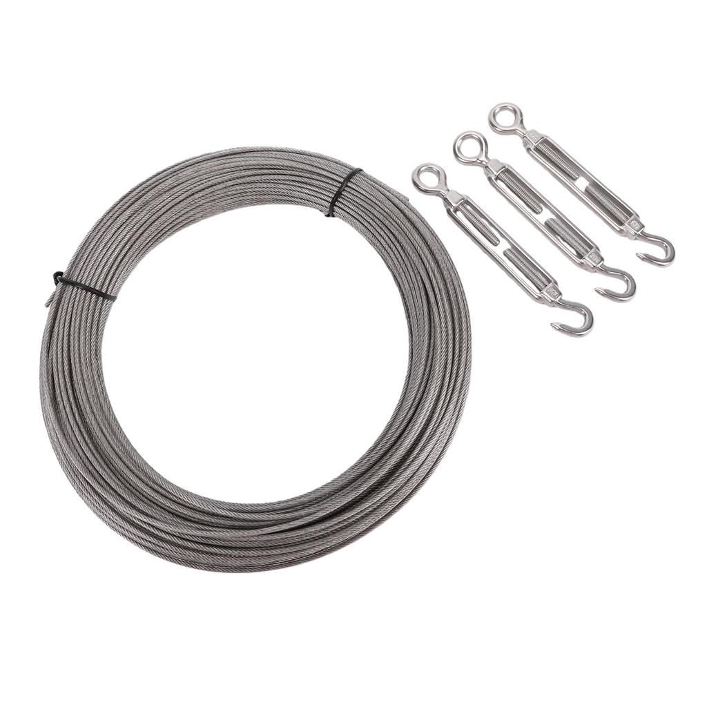 50M Stainless Steel Cable Kit 2MM Wire Rope with M2 Aluminum Ferrules for Hanging Tying Trellis Gardening Climbing