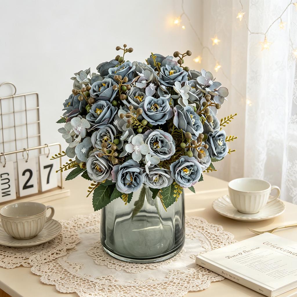 Artificial Flowers Silk Rose Wedding Wreath Home Room Dining Table Festival Decora Outdoor Yard Garden Bridal Bouquets DIY Gifts