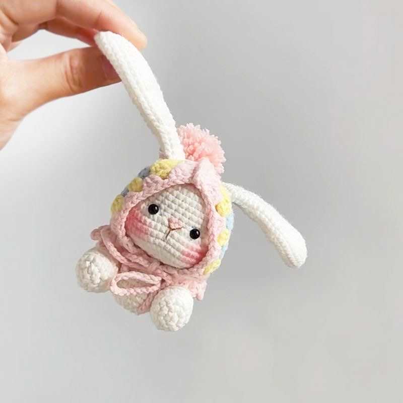 Kreativní Roztomilý Králík Jahoda Panenka DIY Balíček Materiálu Ulevuje od Stresu Ruční Háčkování Tkaní Klíčenka Dětský Dárek