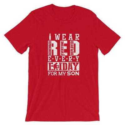 I Wear Red for My Son Remember Everyone Deployed Military Army Family RED Friday and Kids Tshirt Unisex Jersey Short Sleeve Tee T-and Kids Tshirt