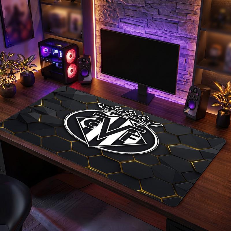 Villarreal FC Theme Pattern Mouse Pad, Soccer Logo Design XXL Gaming Desk Mat Non-Slip Computer Mouse Pad