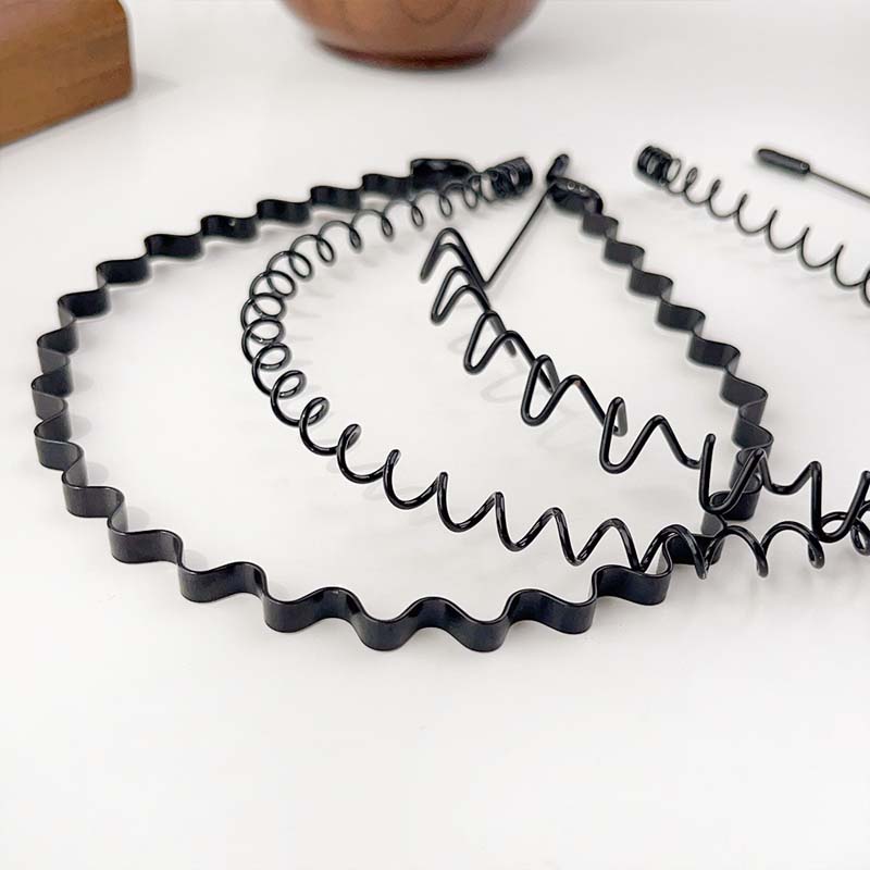 Fashion Simple Metal Wavy Spring Hair Hoop For Women Men Black Non Slip Outdoor Sports Headbands Hairband Face Washing Headdress