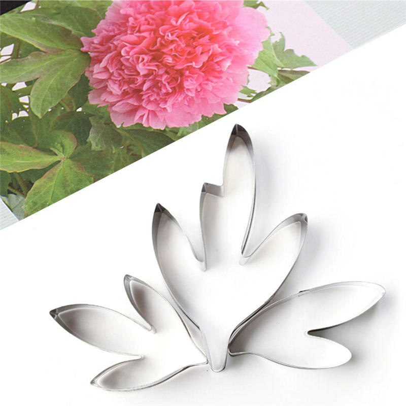 Fondant Cake Decoration Stainless Steel Tools Peony Flower Leaves Cutters Set