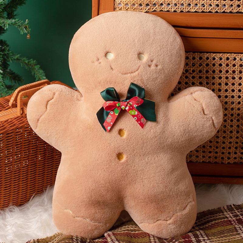 Gingerbread Man Pillow & Christmas Tree Cushion Set - Festive Holiday Decoration Gift for Kids