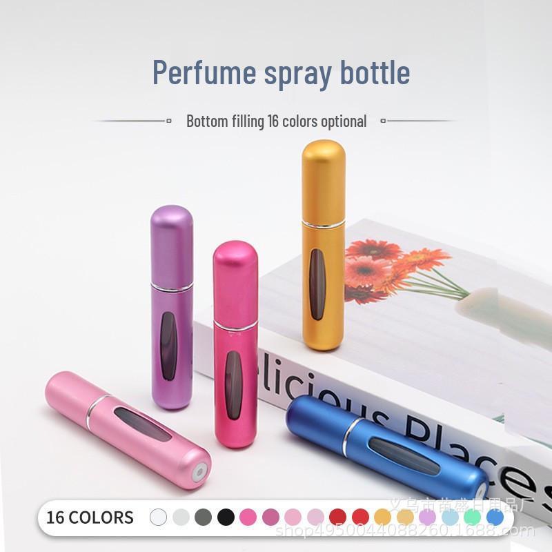 

8ml Bottom-Fill Round Head Mini Travel Spray Bottle Matte Pink Aluminum