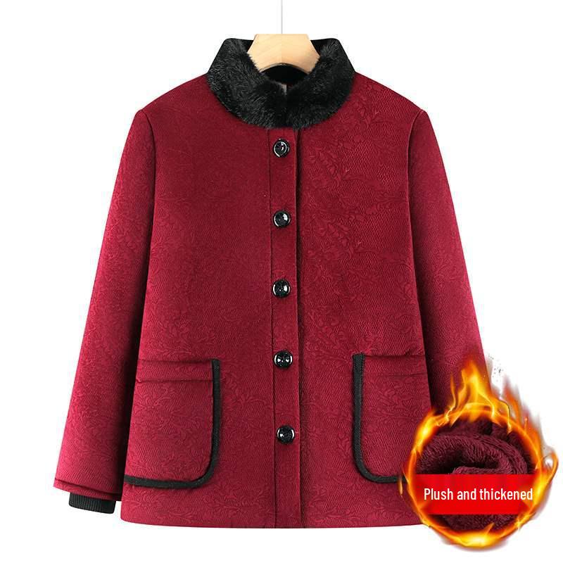 

Elderly Women s Thick Fleece-Lined Cotton Jacket - Warm Winter Coat for Grandma, Mother, or Wife 2XL for 100-115 lbs