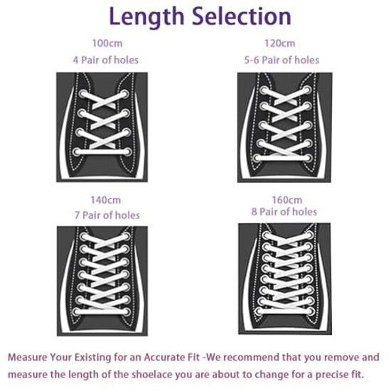 Ezfishoom Shoelaces Flat 2 Pairs (4 Pieces) 8mm Width Rubber Laces Plain Stylish Sneakers Athletic Shoes Sports Men Women