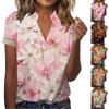 Women's Top Loose Casual V-Neck Lace Sleeve T-Shirt Short Sleeve Floral Print Top
