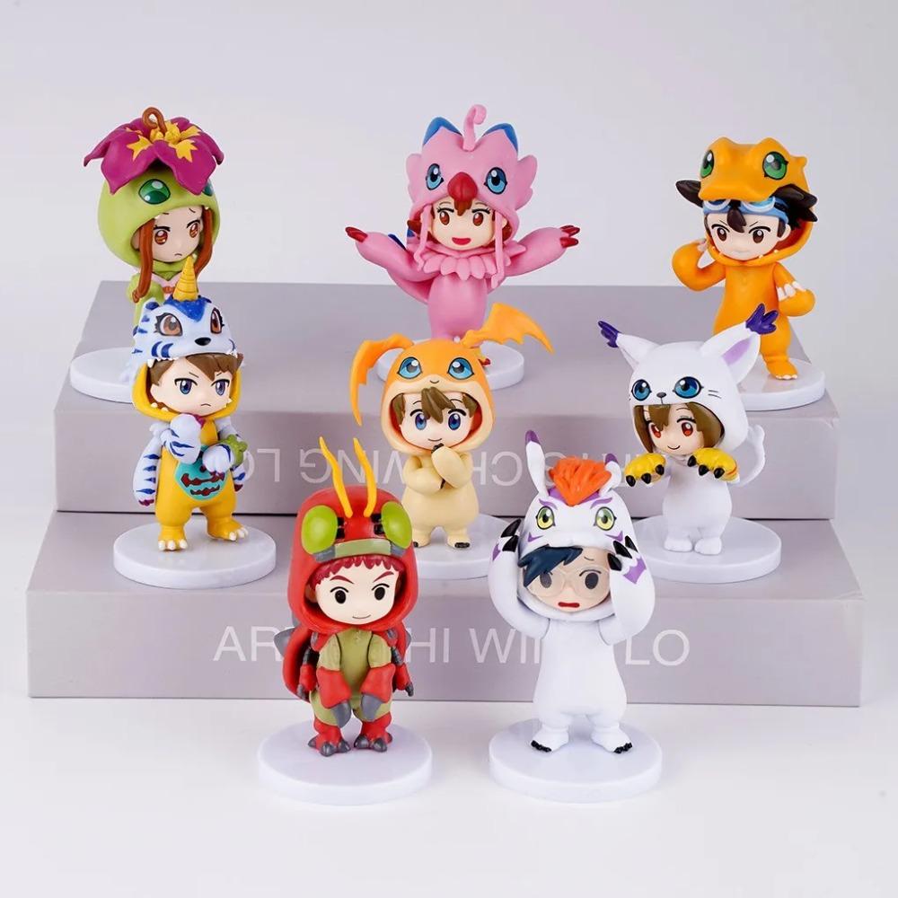8pcs/set  Digital Monster Digimon Characters Taichi Matt Ishida Sora Cosplay Agumon Gabumon Action Figure Anime Figure Model Toy