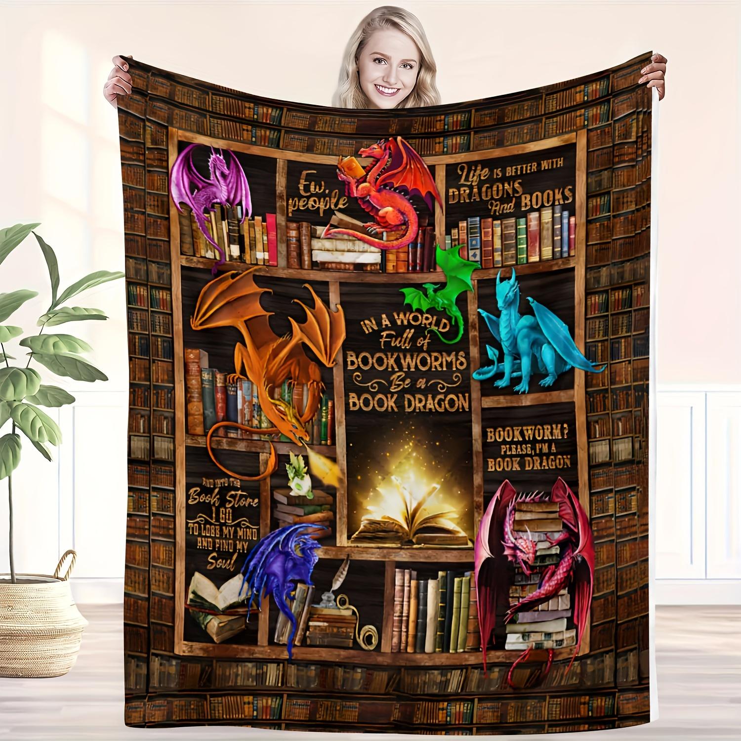 

Library Dragon Shape digitalprinted polyester Bedroom velvet flannel soft sofa cover blanket Fleece soft sofa cover blankets 75x100cm