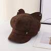 Cute and sweet cat ear hat ins wind versatile newsboy hat versatile octagonal hat British face little cap