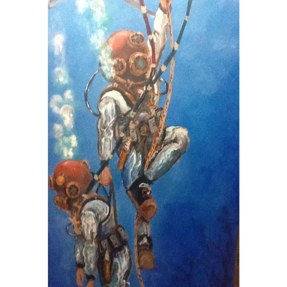 Vintage Tin Sign Diver Submarine Nautical Metal Poster Wall Art Decor For Home Bar Office