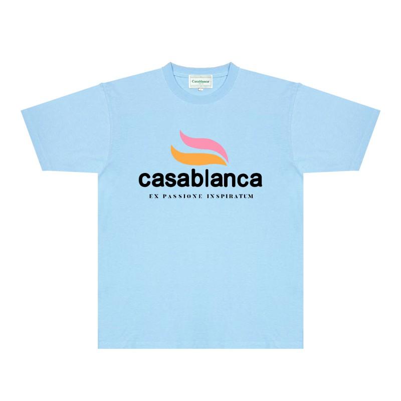 CASA Casablanca Short Sleeve T Shirt Couples Star Castle Letter Print Casual Loose Fit