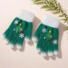 Red Green Winter Knit Mittens Knitted Woolen Full Finger Gloves Christmas Gloves  Party Wear
