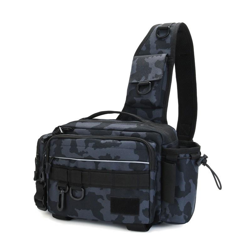 Large Capacity Fishing Tackle Bag Multi Functional Waist Pack Rod Holder Tactical Crossbody Outdoor Sports