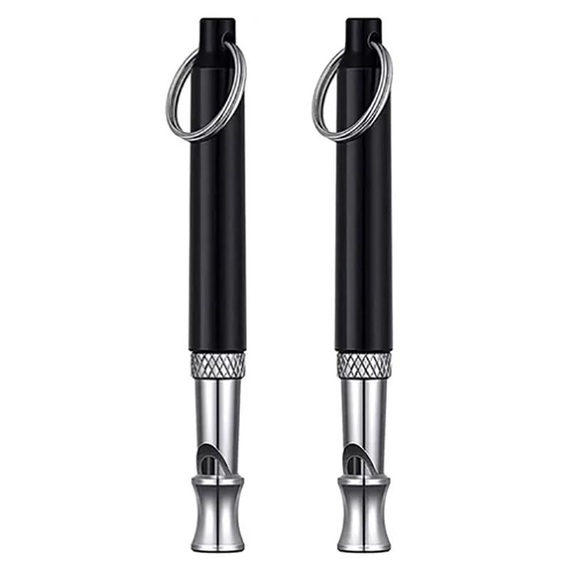 2Pcs Dog Training Whistle Ultrasonic Lightweight Sound Adjustable Portable Dog Whistle with Lanyard and Metal Ring