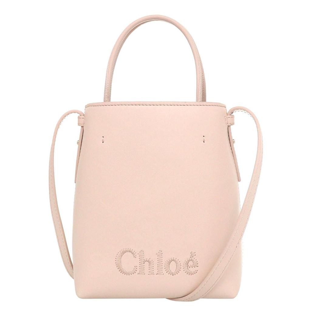 Chloe SENSE Shiny Calf Leather Micro Tote Shoulder Bag I10 Cement for Women (CHC23UP873 Pink) [Brand Name] [Used]