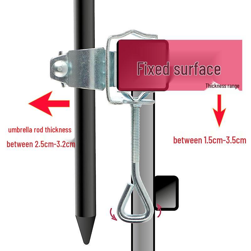 Outdoor Windproof Umbrella Clip Bracket for Patio, Beach, Balcony & Table