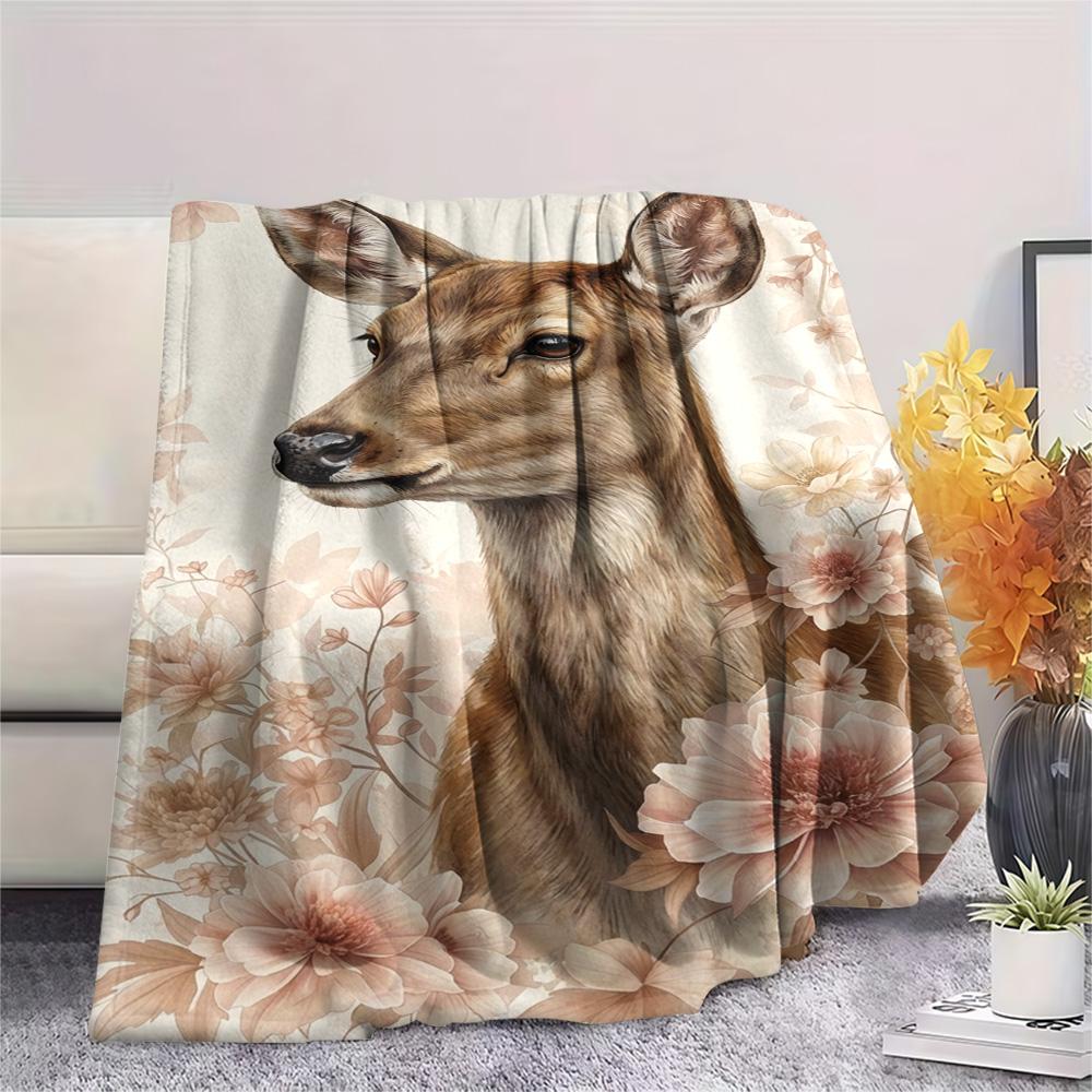 1PC Romanticism Print FlAannel Blanket, High Quality Comfortable for All Seasons, Home Decor, Warmth and Comfort