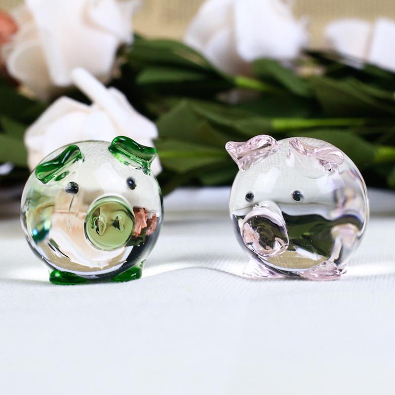 Cute Pig Crystal Figurines Miniatures Handmade Glass Animal Pet Crafts Home Decor Kids Gifts