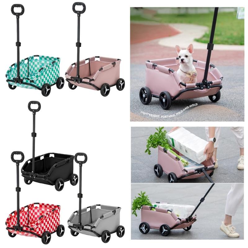 Cats-in-bag Carriers for Puppies Carry Cart Outdoor Travel Shoulder Carriers Sightseeing Bag Trolley Wheel